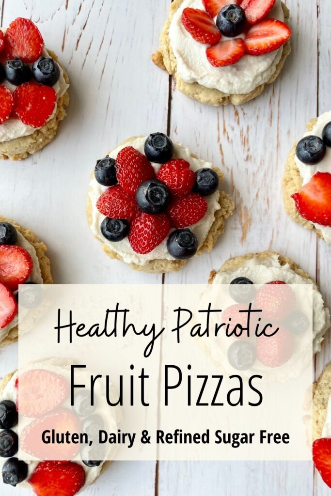 fruit pizzas with strawberries and blueberries