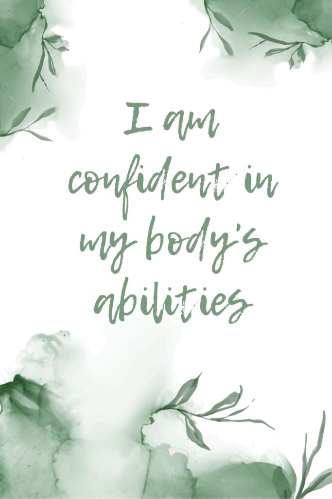 green leaf background with positive birth affirmation