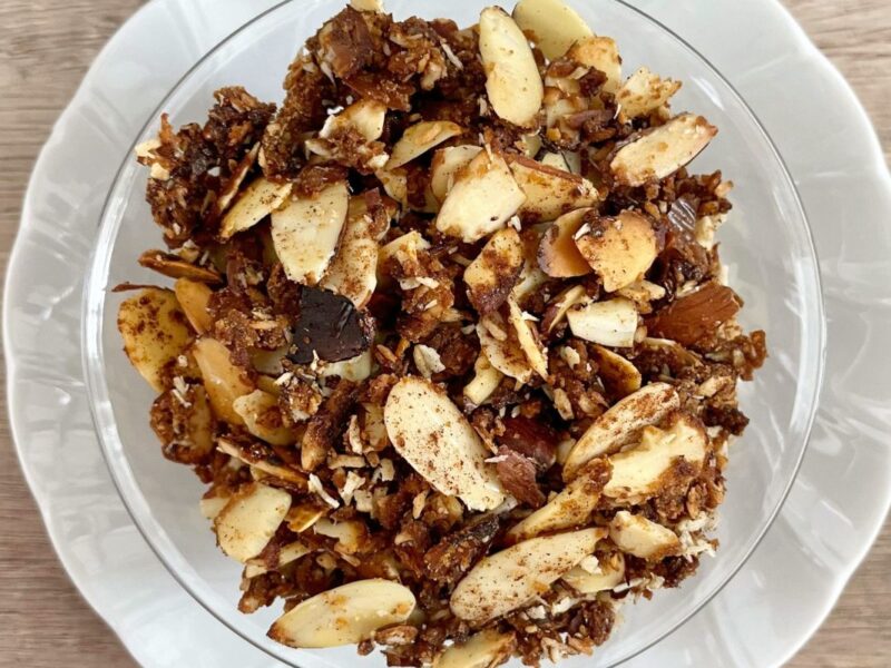 Bowl with Candied Slivered Almonds and coconut