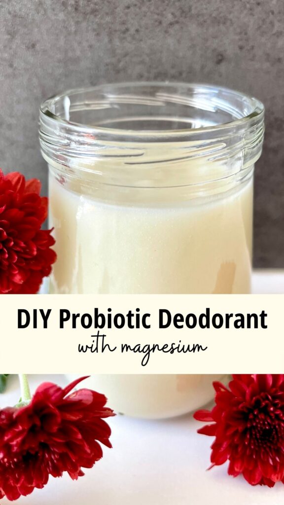 jar of homemade deodorant with flowers
