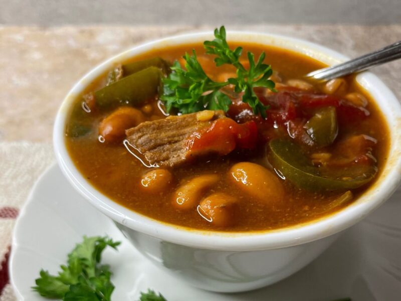 bowl of fajita beef stew